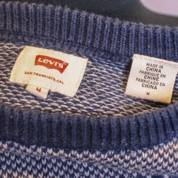 Levi's Crewneck Pullover Sweater Fair Isle Grandpa Cabin Winter Blue M - Picture 5 of 6